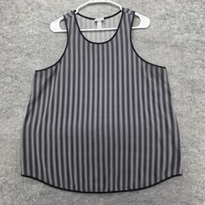Peter Pilotto Tank Womens XL Gray Striped Tunic Scoop Neck Jersey Stretch